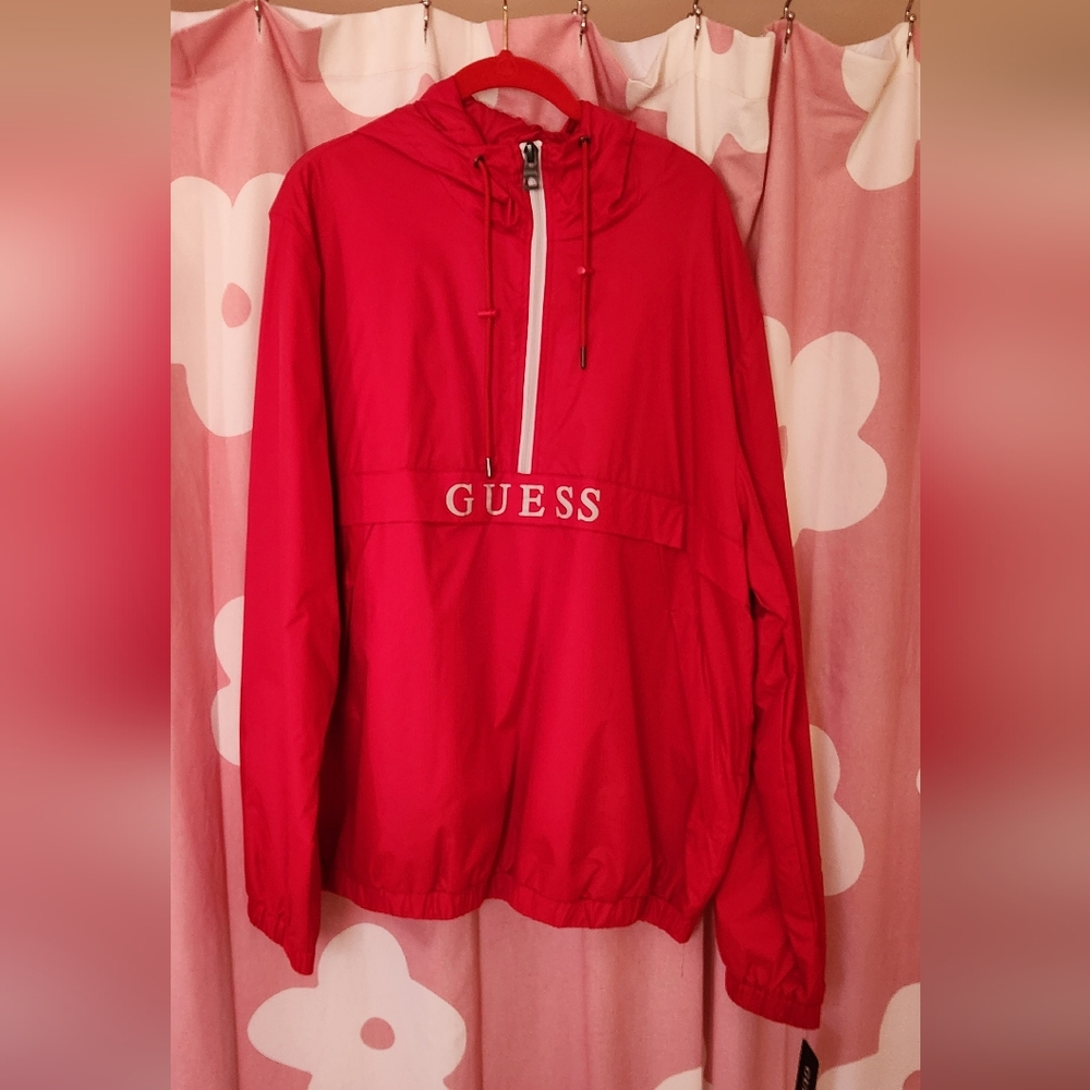 Guess Men's Vibrant Red Windbreaker Jacket, NWT, XXL